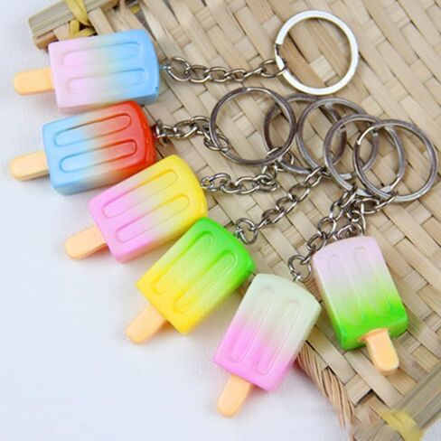 Toyvian 14pcs Creative Keychains Adorable Gradient Ice Cream Key Ring Pendants for Bags Crafts Multipurpose Hanging Ornaments with Workmanship in Saudi Arabia