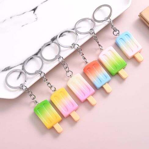 Toyvian 14pcs Creative Keychains Adorable Gradient Ice Cream Key Ring Pendants for Bags Crafts Multipurpose Hanging Ornaments with Workmanship in Saudi Arabia