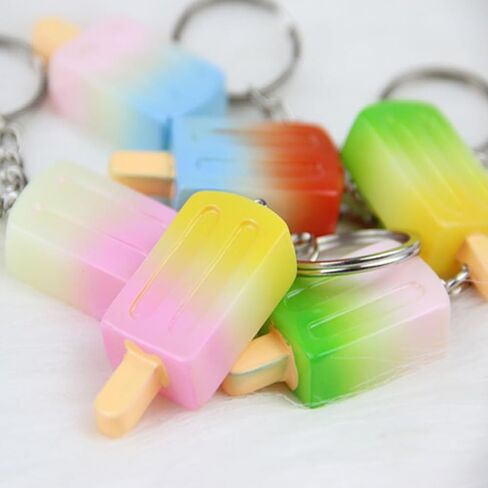 Toyvian 14pcs Creative Keychains Adorable Gradient Ice Cream Key Ring Pendants for Bags Crafts Multipurpose Hanging Ornaments with Workmanship in Saudi Arabia