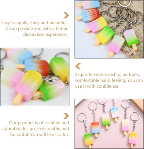 Toyvian 14pcs Creative Keychains Adorable Gradient Ice Cream Key Ring Pendants for Bags Crafts Multipurpose Hanging Ornaments with Workmanship in Saudi Arabia