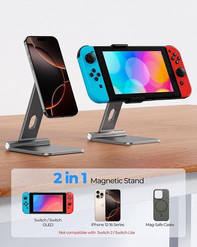Antank Foldable Magnetic Stand Compatible with Steam Deck & Mag-Safe, Portable iPhone Stand Holder for Desk, Aluminum Alloy Adjustable Phone Stand for Steam Deck, Steam Deck OLED,iPhone 16/15/14/13/12 in Saudi Arabia