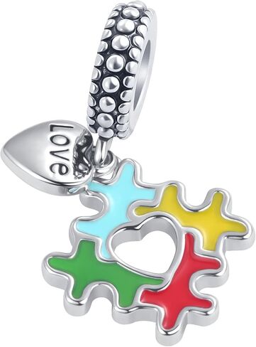 Love You Best Friend Grandma Wife Mom Heart Charm for Women Autism Birthday Cross Charms Fit Bracelets And Necklace in Saudi Arabia