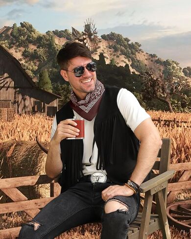 Western Cowboy Costume Outfit for Men,Cowboy Vest Buckle Belt Accessories for Halloween Cosplay Party in Kuwait