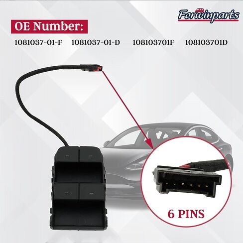 Tesla Model 3 Window Switch Driver Side Power Window Switch for Tesla Model 3 M3 2016 2017 2018 2019 2020 1081037-01-F 1081037-01-D 108103701F 108103701D with Wire in Kuwait