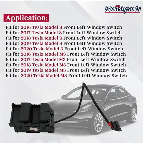 Tesla Model 3 Window Switch Driver Side Power Window Switch for Tesla Model 3 M3 2016 2017 2018 2019 2020 1081037-01-F 1081037-01-D 108103701F 108103701D with Wire in Kuwait