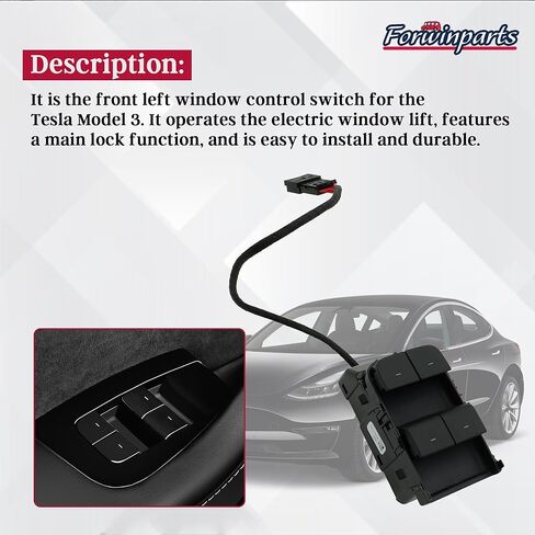 Tesla Model 3 Window Switch Driver Side Power Window Switch for Tesla Model 3 M3 2016 2017 2018 2019 2020 1081037-01-F 1081037-01-D 108103701F 108103701D with Wire in Kuwait