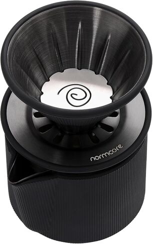 Normcore 2-in-1 Pour Over Coffee Dripper, Brews 1-2 Cups Coffee Brewer, Use V60 and Wave Filter Paper Brewer, 304 Stainless Steel, Black in Saudi Arabia