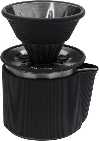 Normcore 2-in-1 Pour Over Coffee Dripper, Brews 1-2 Cups Coffee Brewer, Use V60 and Wave Filter Paper Brewer, 304 Stainless Steel, Black in Saudi Arabia