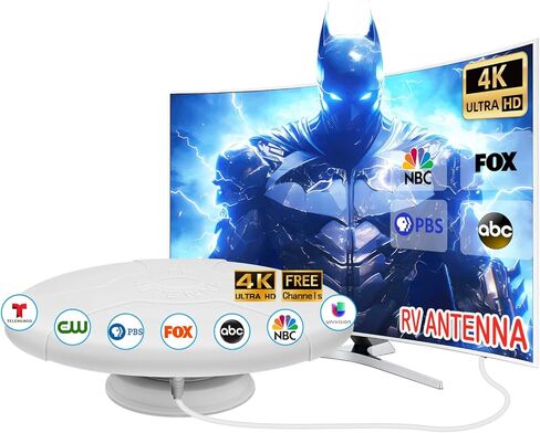 RV TV Antenna Amplified Digital HD TV Antenna with Long Range Reception for All Clear HDTV Channels,Easy Installation - for Camper, RV Trailer Truck Caravan Boat (Magnetic Base-W) in Saudi Arabia