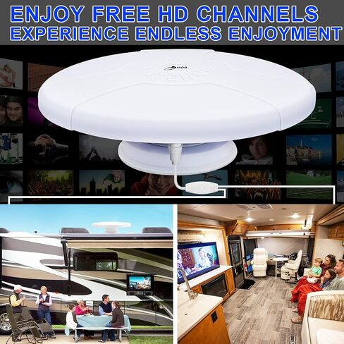 RV TV Antenna Amplified Digital HD TV Antenna with Long Range Reception for All Clear HDTV Channels,Easy Installation - for Camper, RV Trailer Truck Caravan Boat (Magnetic Base-W) in Saudi Arabia