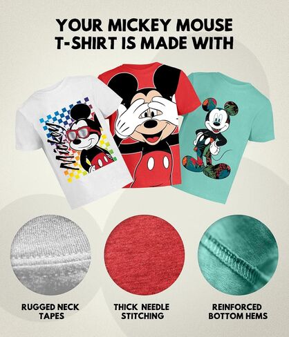 Disney Mickey Mouse Shirt for Kids (Boys Clothes) Fantasia Tshirt 8 Toddler Wh/Gy/N SS in Saudi Arabia