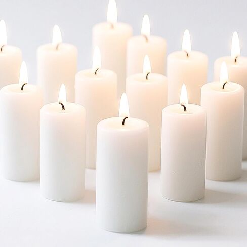 White Pillar Candles - 12 Packs Unscented Wax Pillar Candle, Long-Lasting 30 Hour Burn Time, 2x4 Inch, Elegant Decorative White Candles for Weddings, Centerpiece, Home Decor in Kuwait