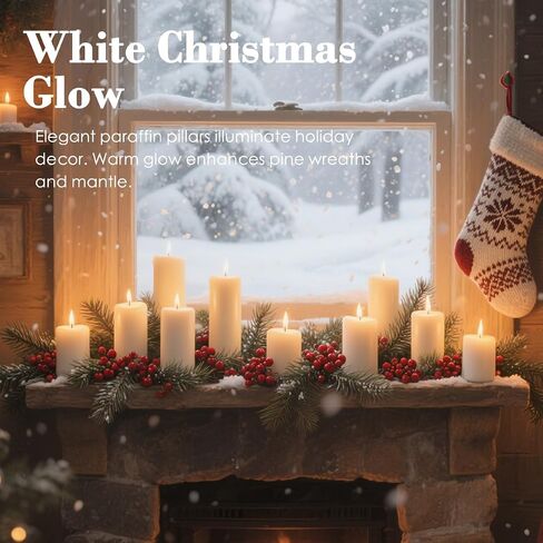 White Pillar Candles - 12 Packs Unscented Wax Pillar Candle, Long-Lasting 30 Hour Burn Time, 2x4 Inch, Elegant Decorative White Candles for Weddings, Centerpiece, Home Decor in Kuwait