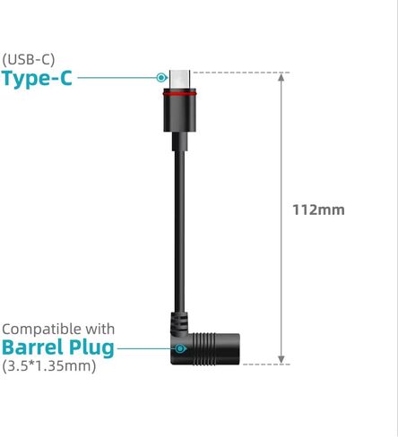 2pcs قابس برميل إلى محول USB-C للكاميرات في الهواء الطلق Ring USB C ، محول برميل متوافق مع لوحة حلقة الطاقة الشمسية للعصا كام وكامات الضوء ، الأسود in Kuwait