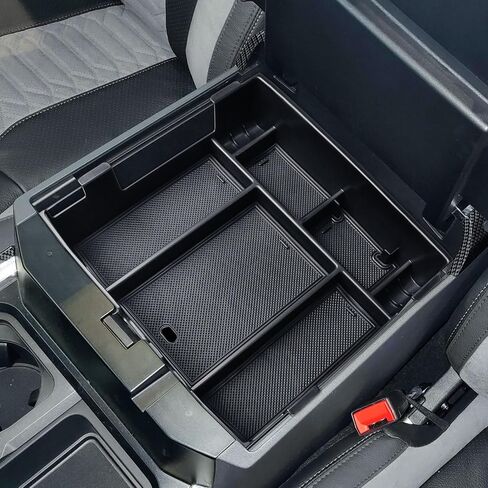 Center Console Organizer Compatible with 2023-2025 Ford F250 F350 F450 F550 Accessories, Interior Middle Armrest Storage Box Compartment Insert Tray (Full Console w/Bucket Seats ONLY), Black in Saudi Arabia