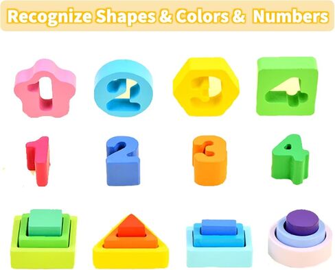Sorting Toys for 1 2 3 4 Years Old, Montessori Toys Stacking Toys Wooden Blocks for Toddlers Preschool Motor Skills Toys Birthday Chirstmas Gift in Saudi Arabia