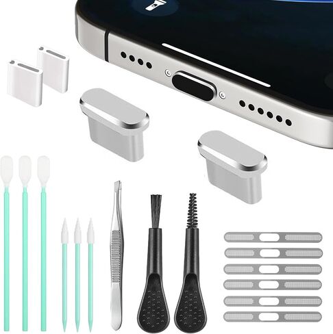 Mobile Phone Speaker Metal Dust Mesh, typeC Charging Port dust Plug, USB C Cleaning Brush Cleaning Tool Set for iPhone 15 16 Series in Saudi Arabia