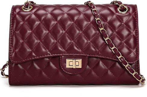 Quilted Crossbody Bag for Women Trendy Ladies Shoulder Bag Leather Cross Body Purses Clutch Bag with Chain Strap in Saudi Arabia