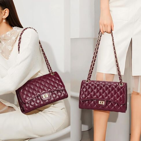 Quilted Crossbody Bag for Women Trendy Ladies Shoulder Bag Leather Cross Body Purses Clutch Bag with Chain Strap in Saudi Arabia
