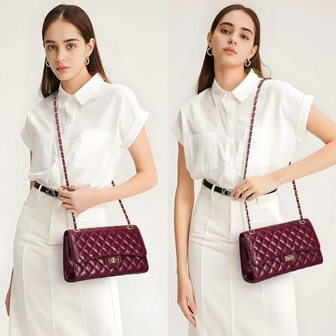 Quilted Crossbody Bag for Women Trendy Ladies Shoulder Bag Leather Cross Body Purses Clutch Bag with Chain Strap in Saudi Arabia