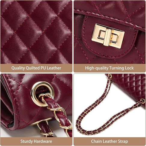 Quilted Crossbody Bag for Women Trendy Ladies Shoulder Bag Leather Cross Body Purses Clutch Bag with Chain Strap in Saudi Arabia