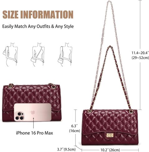 Quilted Crossbody Bag for Women Trendy Ladies Shoulder Bag Leather Cross Body Purses Clutch Bag with Chain Strap in Saudi Arabia