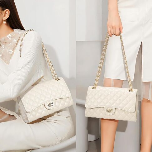 Quilted Crossbody Bag for Women Trendy Ladies Shoulder Bag Leather Cross Body Purses Clutch Bag with Chain Strap in Saudi Arabia
