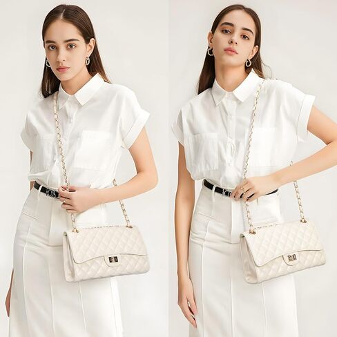 Quilted Crossbody Bag for Women Trendy Ladies Shoulder Bag Leather Cross Body Purses Clutch Bag with Chain Strap in Saudi Arabia