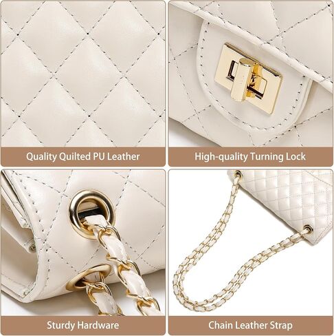 Quilted Crossbody Bag for Women Trendy Ladies Shoulder Bag Leather Cross Body Purses Clutch Bag with Chain Strap in Saudi Arabia