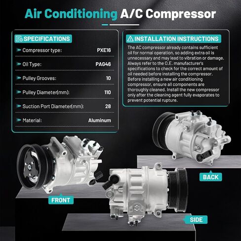 A/C ضاغط ملاءمة لـ Buick Encore 13-20 ، لشيفروليه سونيك 13-20 ، لشيفروليه تراكس 13-22 ضاغط الهواء مع القابض CO 22301C استبدال السيارات AC Kit 26699506 in Kuwait