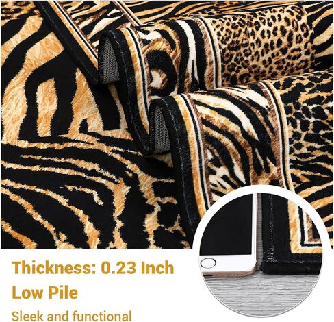 Leopard Runner Rug 2x6, Soft Leopard Patchwork Print Washable Rug Runners for Hallways Non-Slip Kitchen Runner, Low Pile Carpet Runners for Bedroom Laundry Kitchen, Brown in Saudi Arabia