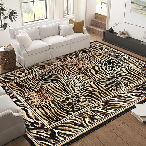 Leopard Runner Rug 2x6, Soft Leopard Patchwork Print Washable Rug Runners for Hallways Non-Slip Kitchen Runner, Low Pile Carpet Runners for Bedroom Laundry Kitchen, Brown in Saudi Arabia