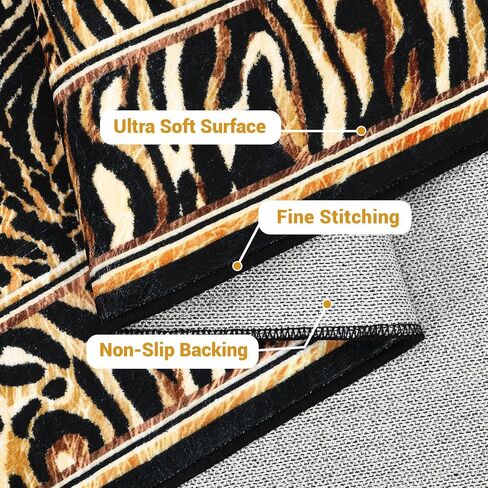 Leopard Runner Rug 2x6, Soft Leopard Patchwork Print Washable Rug Runners for Hallways Non-Slip Kitchen Runner, Low Pile Carpet Runners for Bedroom Laundry Kitchen, Brown in Saudi Arabia