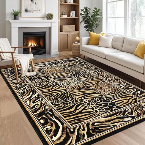Leopard Runner Rug 2x6, Soft Leopard Patchwork Print Washable Rug Runners for Hallways Non-Slip Kitchen Runner, Low Pile Carpet Runners for Bedroom Laundry Kitchen, Brown in Saudi Arabia