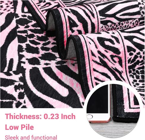 Leopard Runner Rug 2x6, Soft Leopard Patchwork Print Washable Rug Runners for Hallways Non-Slip Kitchen Runner, Low Pile Carpet Runners for Bedroom Laundry Kitchen, Brown in Saudi Arabia
