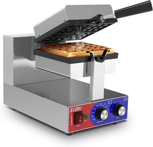 ماكينة صنع الوافل البلجيكية غير اللاصقة من سيشي مع تسخين 550 درجة فهرنهايت والتحكم في المؤقت، ماكينة صنع الوافل الكهربائية التجارية، ماكينة صنع الوافل المستديرة بقدرة 1200 وات للمطعم والمطبخ، والمنزل، وحانات الوجبات الخفيفة، وإفطار الحلوى in Kuwait