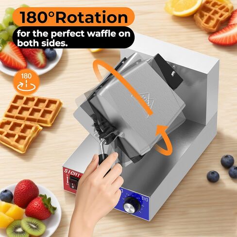 ماكينة صنع الوافل البلجيكية غير اللاصقة من سيشي مع تسخين 550 درجة فهرنهايت والتحكم في المؤقت، ماكينة صنع الوافل الكهربائية التجارية، ماكينة صنع الوافل المستديرة بقدرة 1200 وات للمطعم والمطبخ، والمنزل، وحانات الوجبات الخفيفة، وإفطار الحلوى in Kuwait