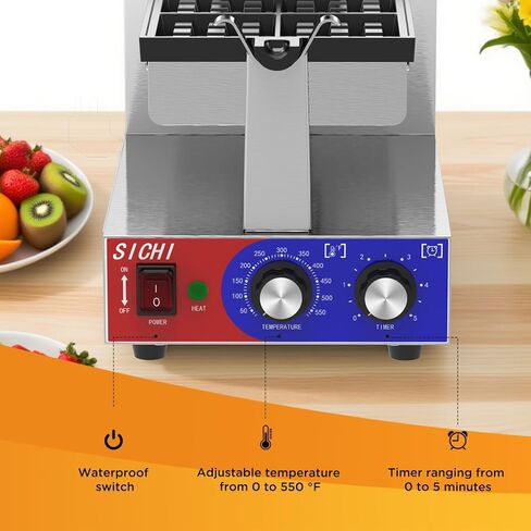 ماكينة صنع الوافل البلجيكية غير اللاصقة من سيشي مع تسخين 550 درجة فهرنهايت والتحكم في المؤقت، ماكينة صنع الوافل الكهربائية التجارية، ماكينة صنع الوافل المستديرة بقدرة 1200 وات للمطعم والمطبخ، والمنزل، وحانات الوجبات الخفيفة، وإفطار الحلوى in Kuwait