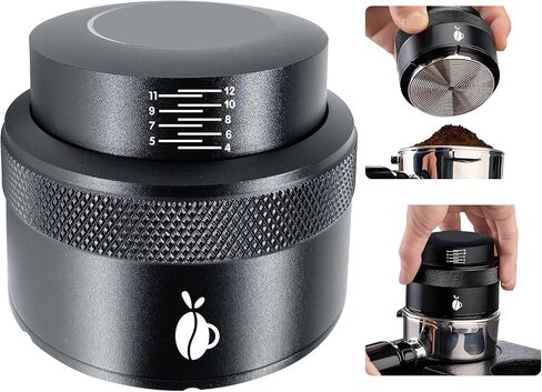 Espresso Tamper 51mm, Adjustable Depth Coffee Tamper with Calibrated Spring Loaded, 100% Stainless Steel Tamper for Espresso Machine, Fits for 51mm Portafilter Basket(Black) in Saudi Arabia