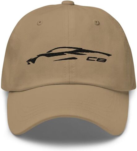 2022 2023 Sports Car C8 Outline 8th Gen Mid Engine Corvette Owner's Dad hat Embroidered Khaki in Saudi Arabia