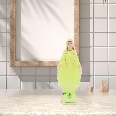 Homoyoyo Virgin Statue Plastic Craft Decoration Virgin Statue Glow in The Dark Our Statue Luminous Catholic Religious Figurines for Mothers Day Decor Yellow 6.1X2.4X1.6In in Saudi Arabia