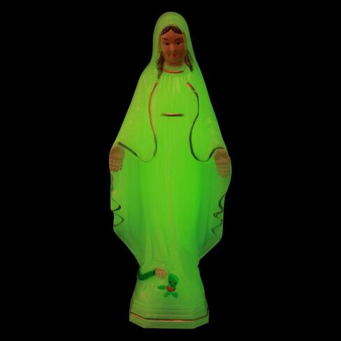 Homoyoyo Virgin Statue Plastic Craft Decoration Virgin Statue Glow in The Dark Our Statue Luminous Catholic Religious Figurines for Mothers Day Decor Yellow 6.1X2.4X1.6In in Saudi Arabia