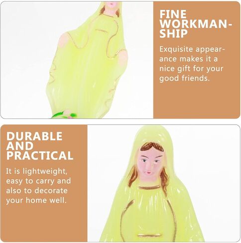 Homoyoyo Virgin Statue Plastic Craft Decoration Virgin Statue Glow in The Dark Our Statue Luminous Catholic Religious Figurines for Mothers Day Decor Yellow 6.1X2.4X1.6In in Saudi Arabia