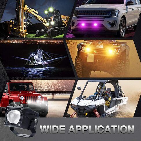 2Pcs Led Driving Light RGB Pods with Smartphone APP Control 3000K Amber Yellow Fog Lights 6000K White 60W 6000LM Flashing & Music Mode Spotlight Offroad Fog Light for Truck ATV,SUV (U9-RGB) in Saudi Arabia