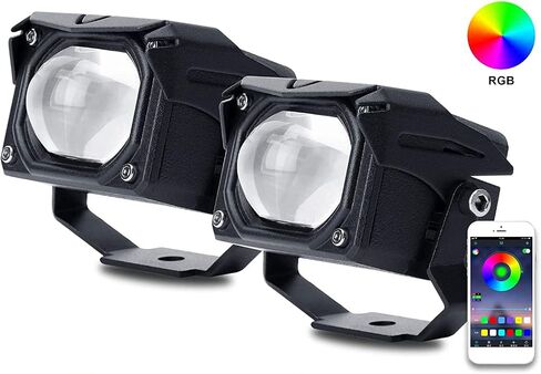 2Pcs Led Driving Light RGB Pods with Smartphone APP Control 3000K Amber Yellow Fog Lights 6000K White 60W 6000LM Flashing & Music Mode Spotlight Offroad Fog Light for Truck ATV,SUV (U9-RGB) in Saudi Arabia