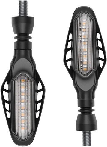 16 LEDs Motorcycle Flowing Turn Signal Lights, 1 Pair Motorcycle 12V Taillight Daytime Running Indicator Lamps, Smoke Lens Universal Fit for M10(3/8") Motorbike, Amber Light +Red Light in Saudi Arabia