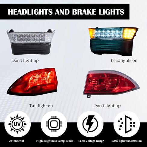 VPAHub Club Car Precedent LED Street Legal Light Kit 48V, Headlight, Taillight, Wire Harness, Turn Signal Switch, Horn, Steering Wheel Cover in Saudi Arabia