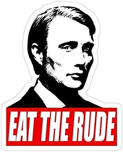أكل The Rude - Hannibal ، Hannibal Secal Sticker - رسم ملصق - تلقائي ، جدار ، كمبيوتر محمول ، خلية ، ملصق شاحنة للنوافذ ، السيارات ، الشاحنات in Saudi Arabia