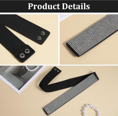 Teaaha Rhinestone Belt Silver Elastic Sequin Belts for Women, Stretch Wasit Belt Waistband Elegant Crystal Wedding Belts for Formal Dress in Saudi Arabia