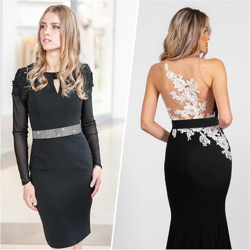 Teaaha Rhinestone Belt Silver Elastic Sequin Belts for Women, Stretch Wasit Belt Waistband Elegant Crystal Wedding Belts for Formal Dress in Saudi Arabia